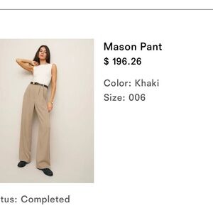 Reformation Khaki Wide-Leg Trousers